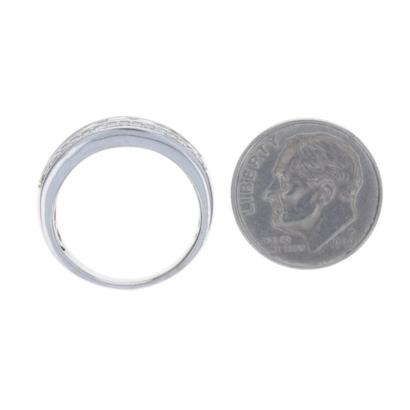 White Gold Diamond Band - 14k Round Brilliant 1.00ctw Seven-Stone Wedding Ring - Picture 5 of 6